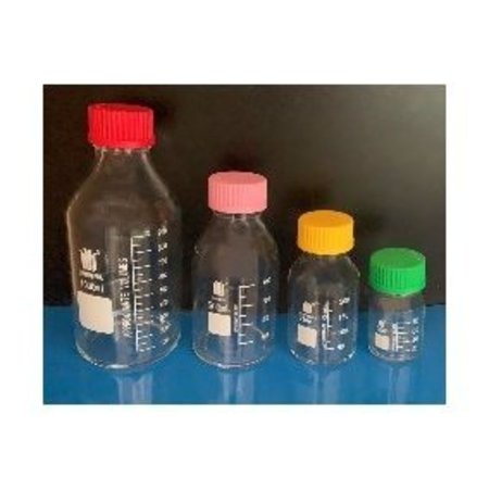 SYNTHWARE GL45 WIDE MOUTH MEDIA STORAGE BOTTLE WITH COLOR CAPS, 250mL. B140250
